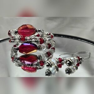 Elegant Red and Silver Beaded Bracelet